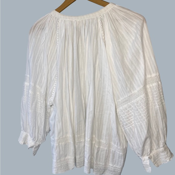 Zadig & voltaire white cotton drawstring peasant top size small - Picture 3 of 7